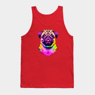 Colorful Pug Painting Art Tank Top